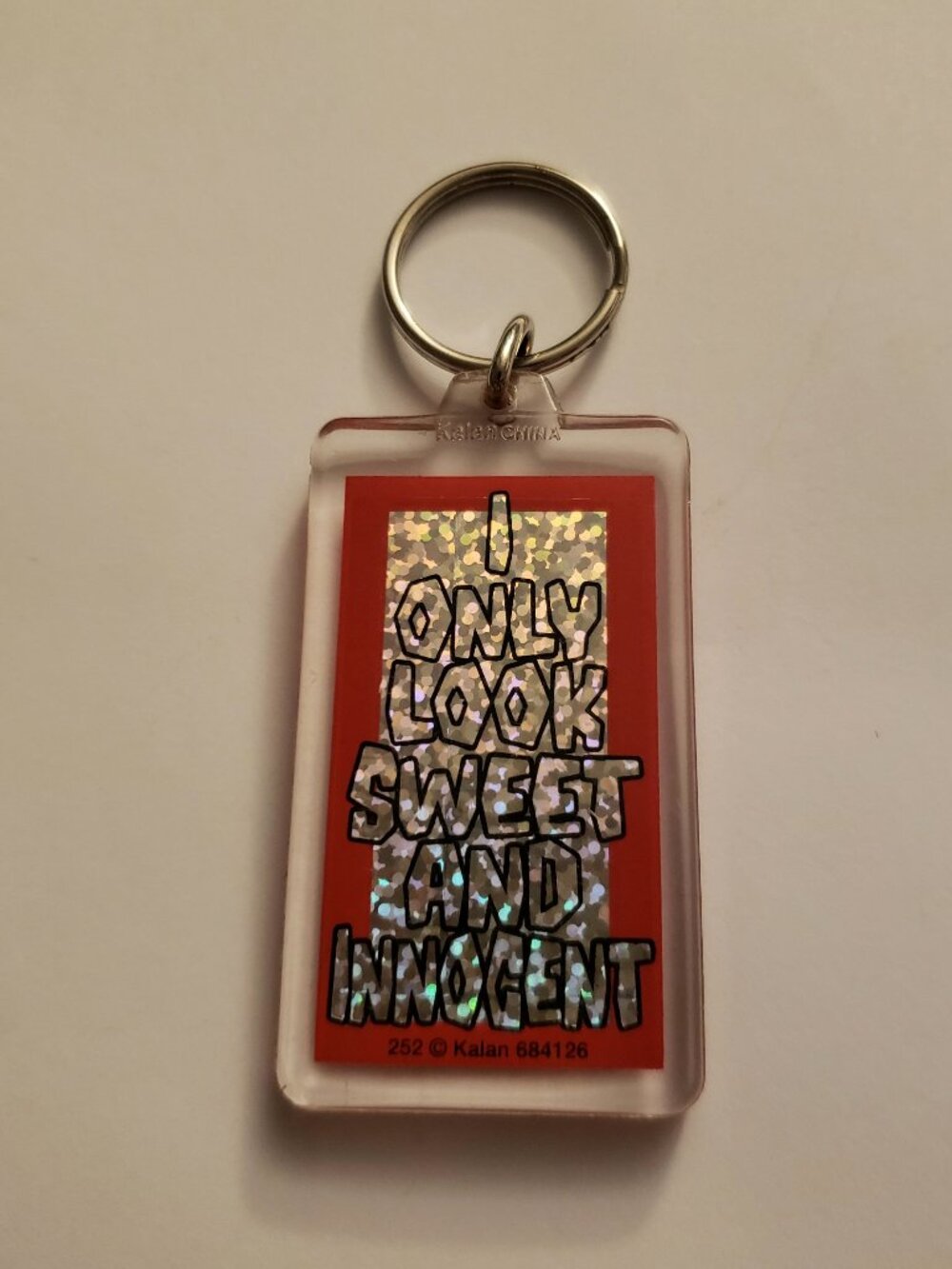 Vintage Kalan Only Look Innocent 90s Y2K Keychain Keyring Novelty Keychain Funny
